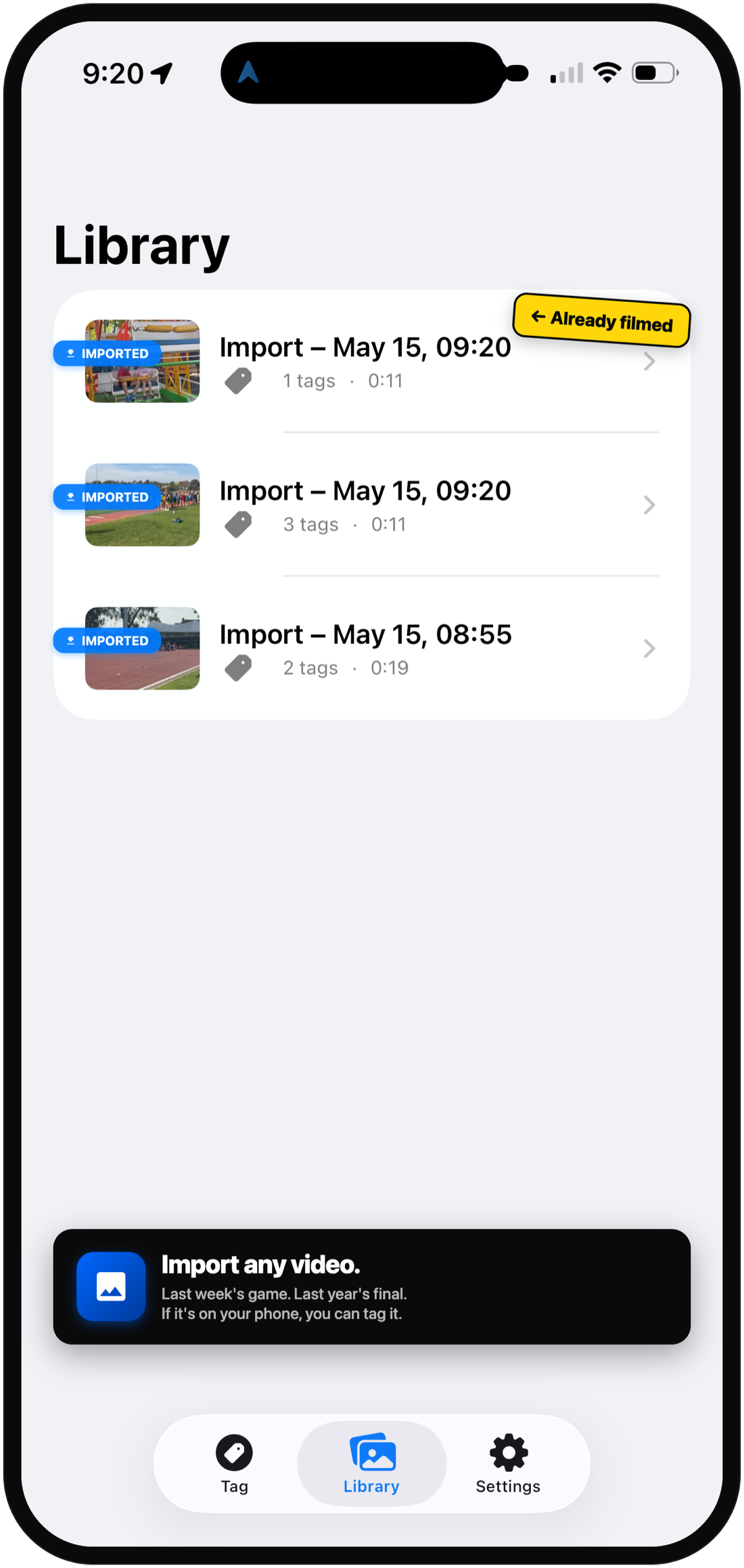 Import video from camera roll