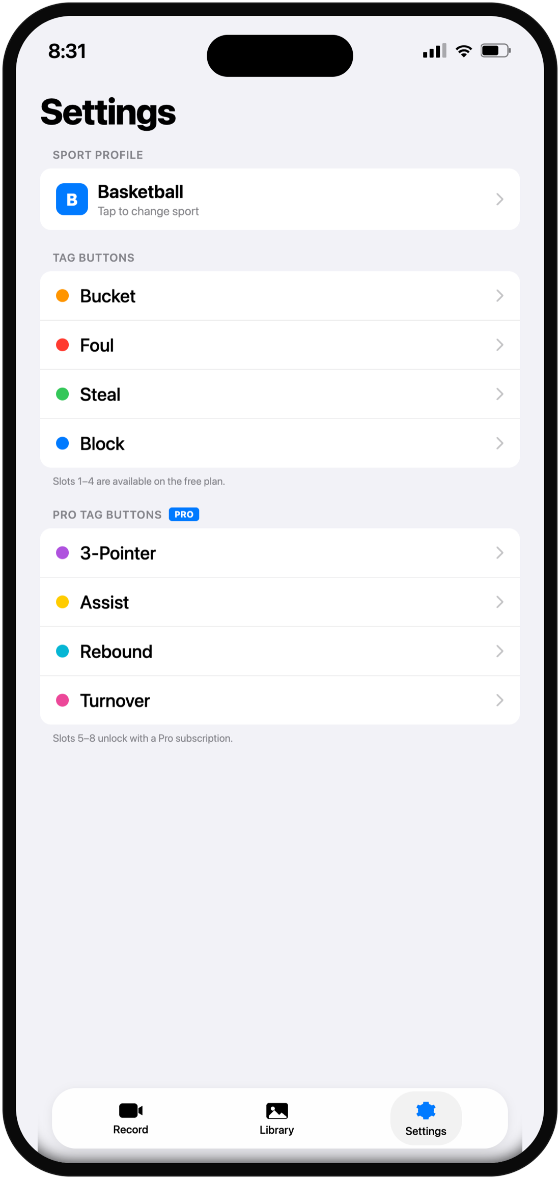 Multi-sport tag profiles